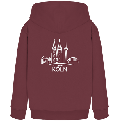 Köln Skyline (großer Druck auf dem Rücken) - Kids Organic Hoodie