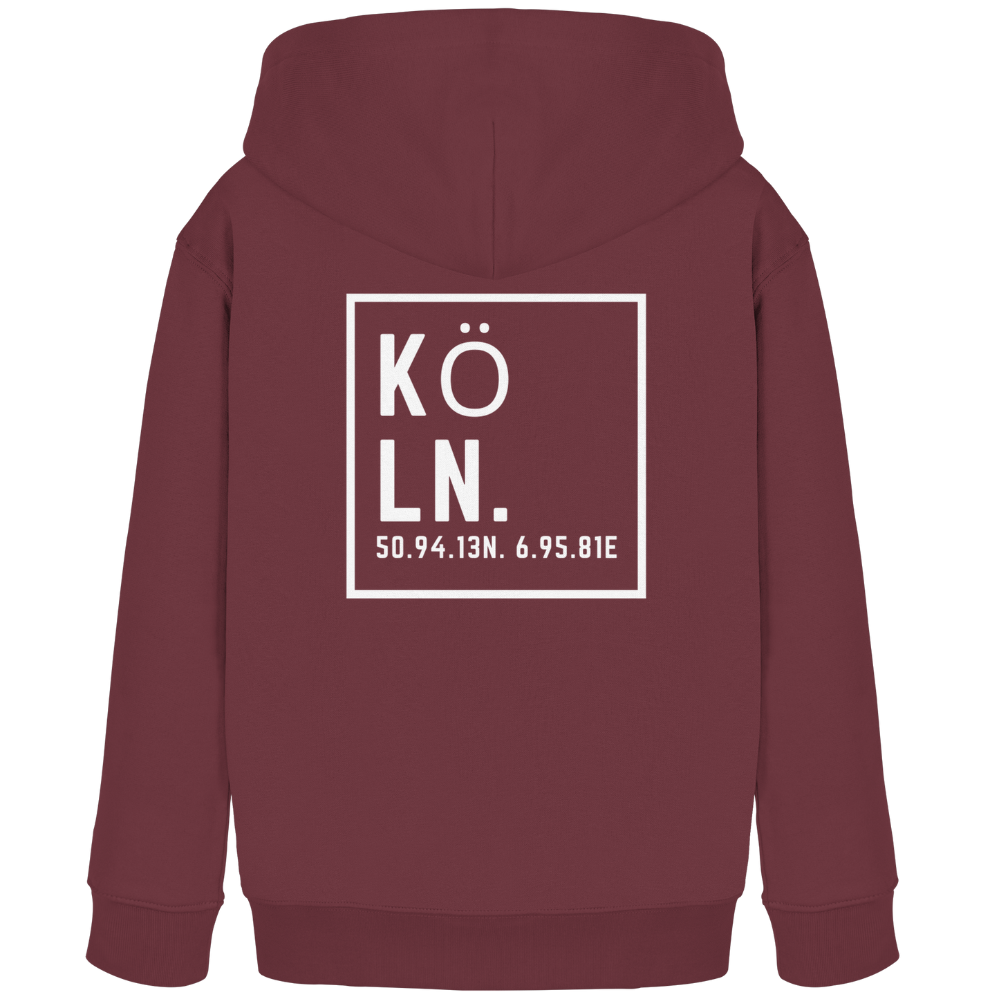 Köln Koordinaten (großer Druck auf dem Rücken) - Kids Organic Hoodie