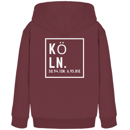 Köln Koordinaten (großer Druck auf dem Rücken) - Kids Organic Hoodie