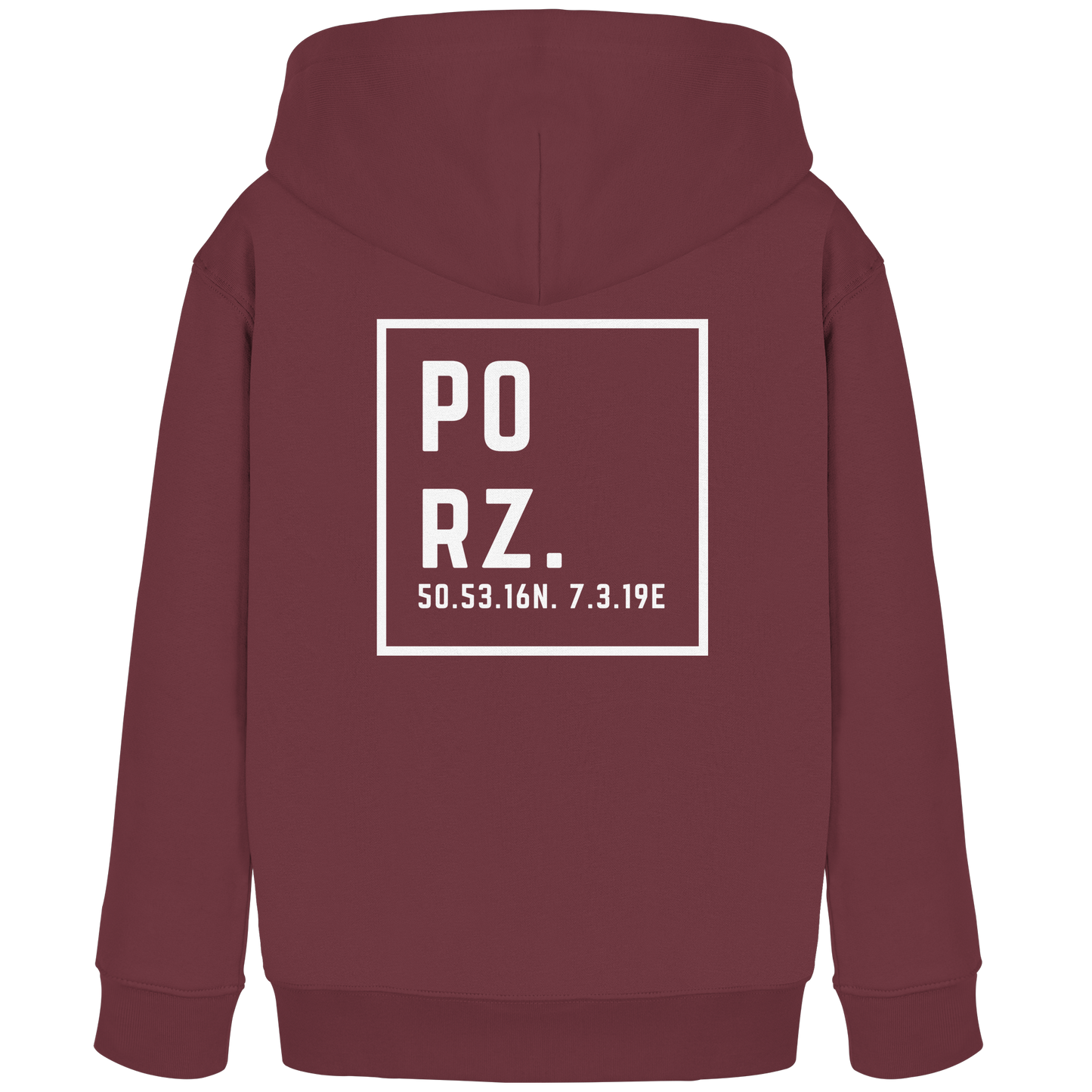 Porz Koordinaten (großer Druck Rücken) - Kids Organic Hoodie