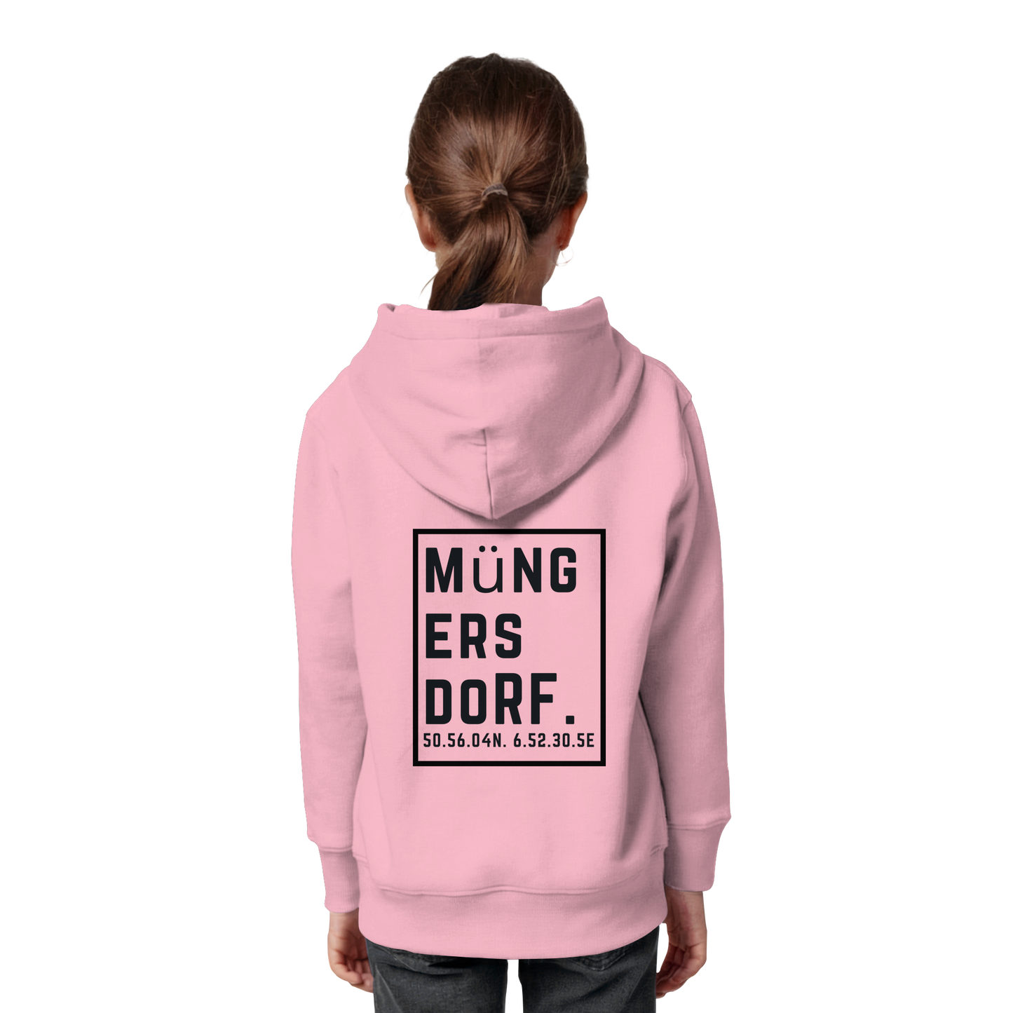 Müngersdorf Koordinaten (großer Druck auf dem Rücken) - Kids Organic Hoodie