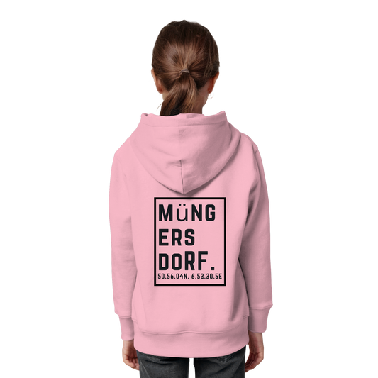 Müngersdorf Koordinaten (großer Druck auf dem Rücken) - Kids Organic Hoodie