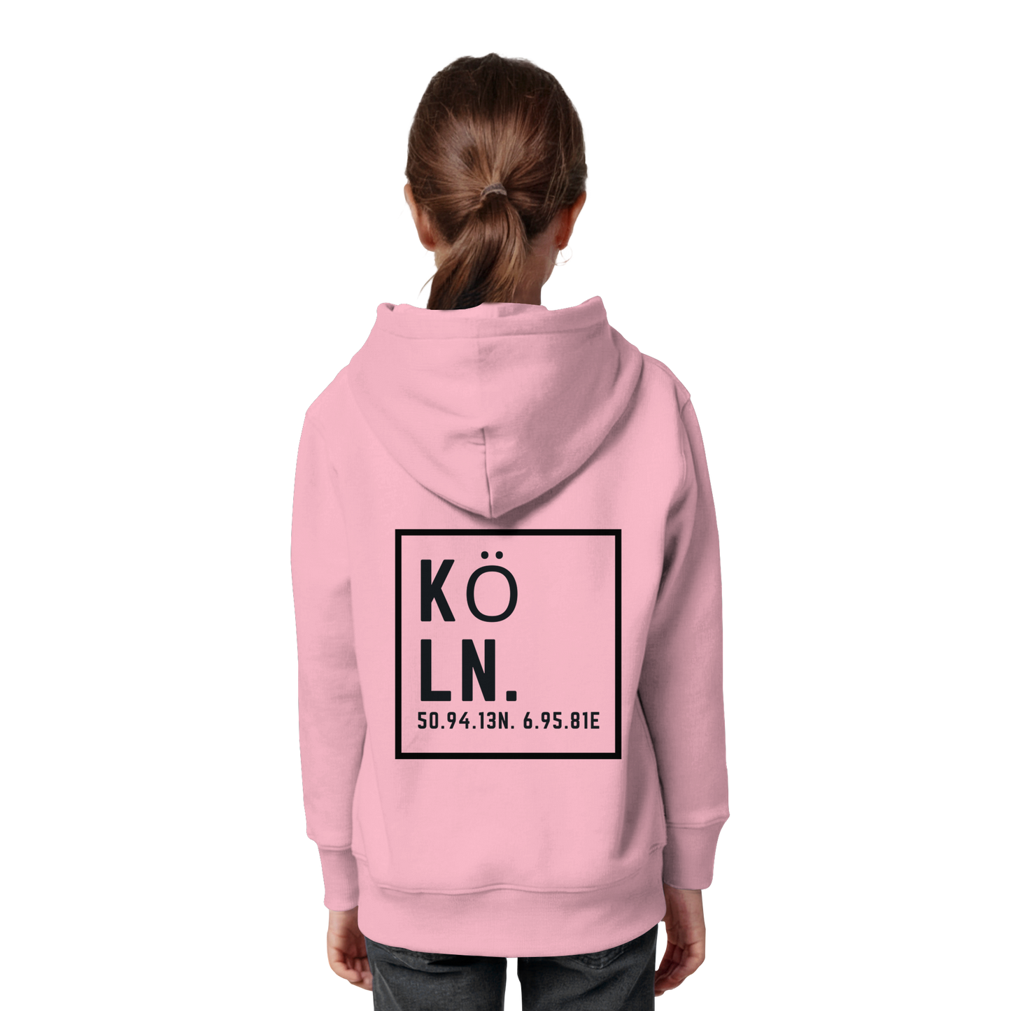 Köln Koordinaten (großer Druck auf dem Rücken) - Kids Organic Hoodie