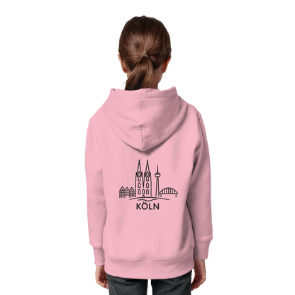 Köln Skyline (großer Druck auf dem Rücken) - Kids Organic Hoodie