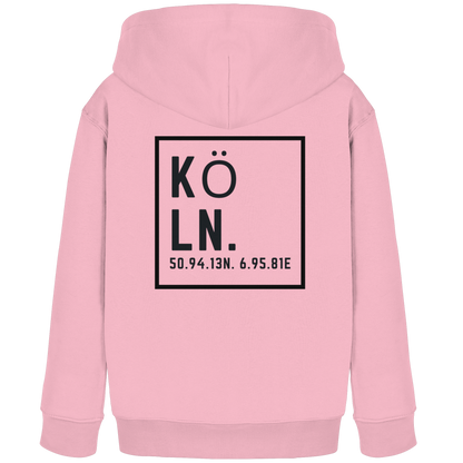 Köln Koordinaten (großer Druck auf dem Rücken) - Kids Organic Hoodie
