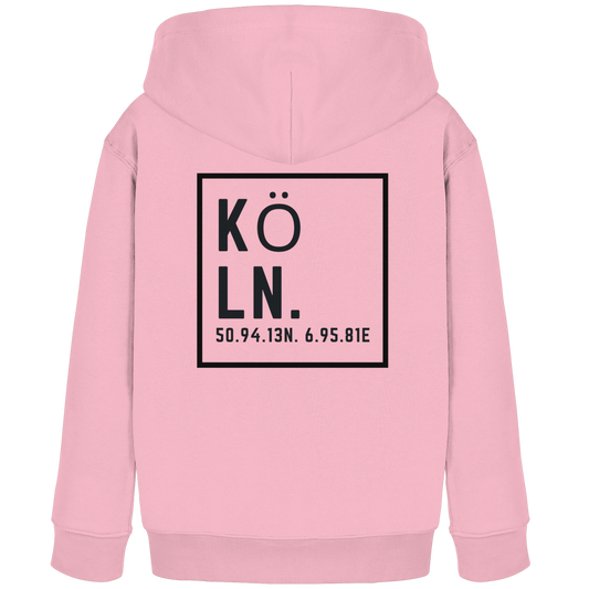Köln Koordinaten (großer Druck auf dem Rücken) - Kids Organic Hoodie