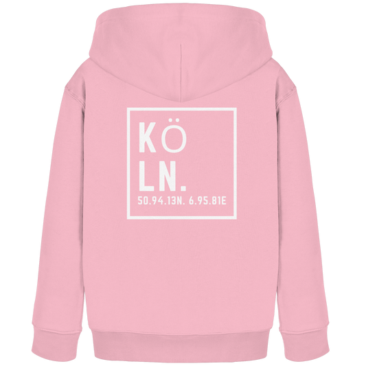 Köln Koordinaten (großer Druck auf dem Rücken) - Kids Organic Hoodie