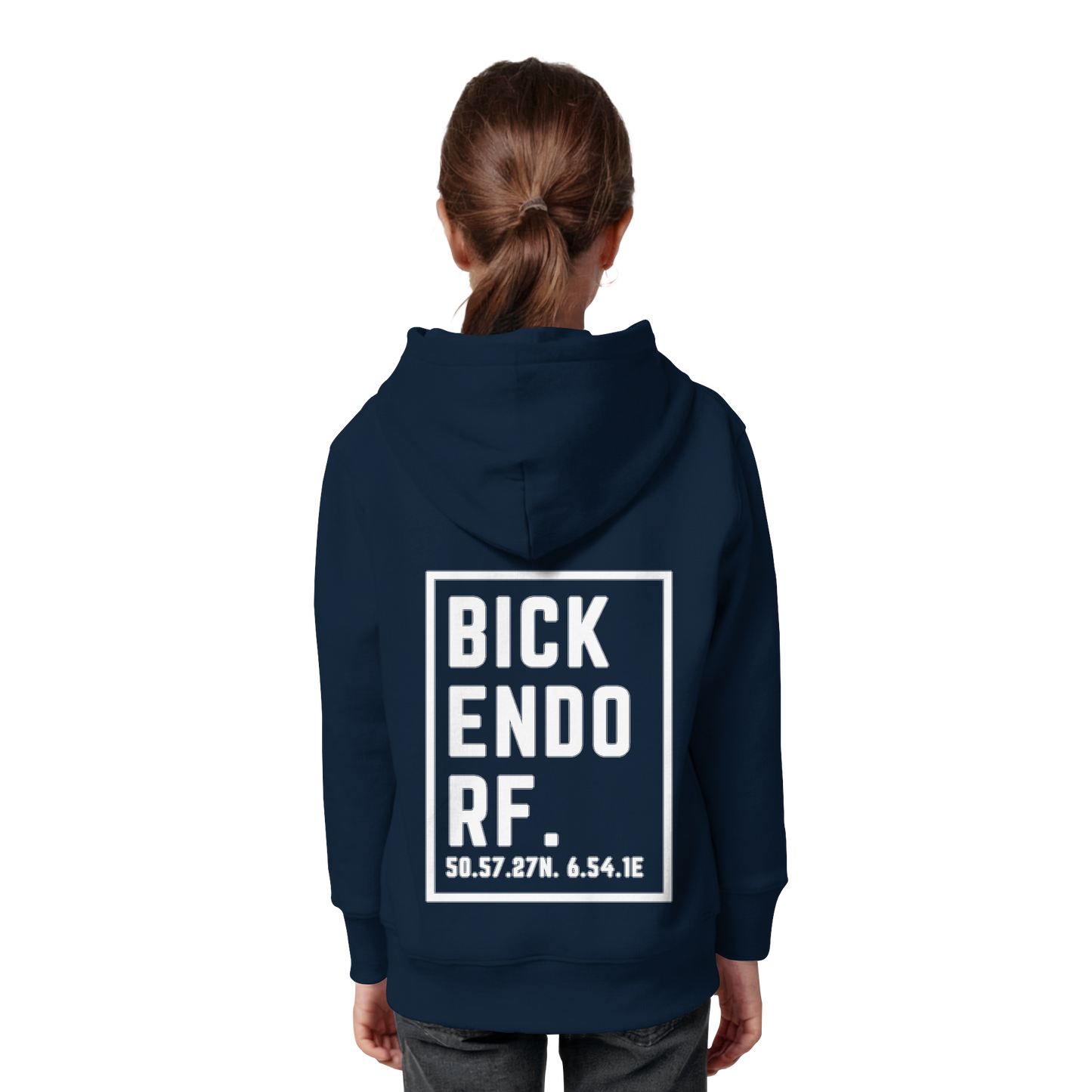 Bickendorf Koordinaten (großer Druck auf dem Rücken) - Kids Organic Hoodie