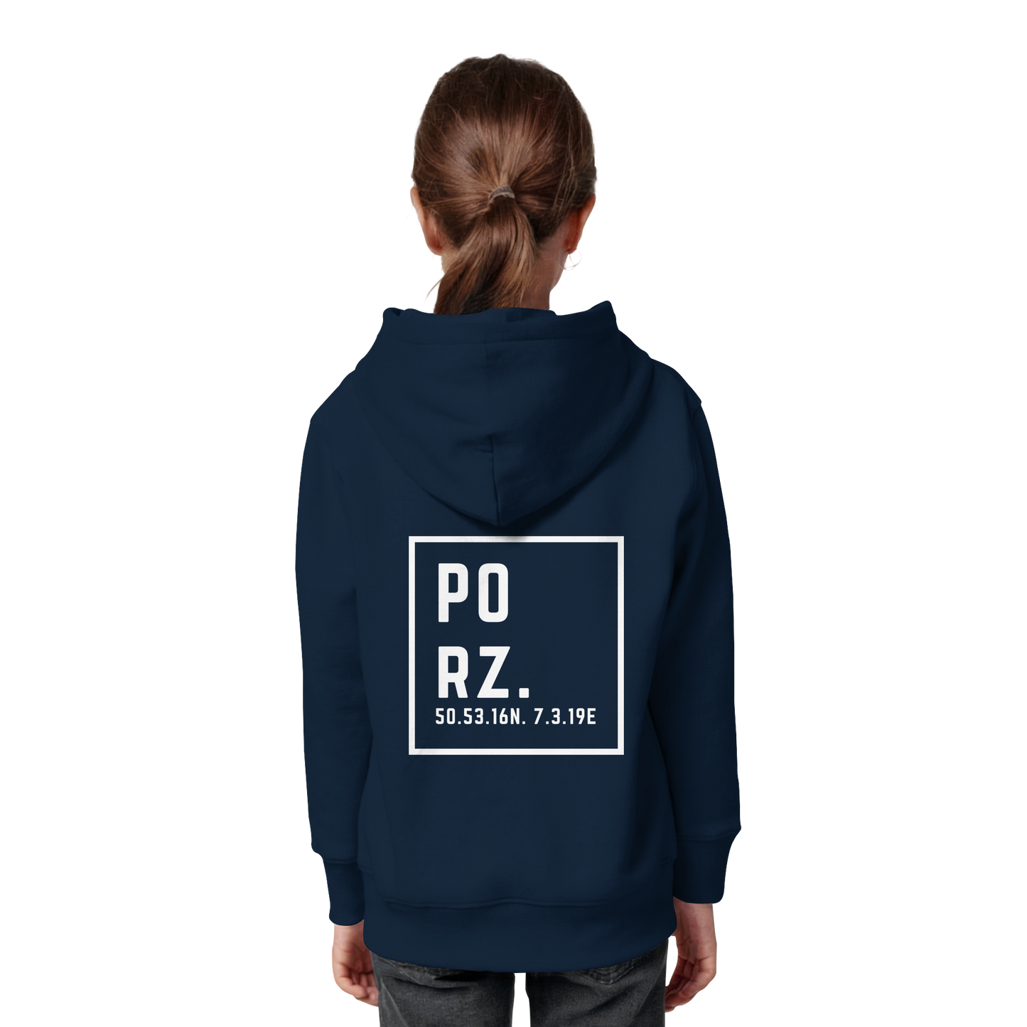Porz Koordinaten (großer Druck Rücken) - Kids Organic Hoodie