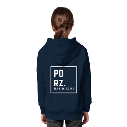 Porz Koordinaten (großer Druck Rücken) - Kids Organic Hoodie