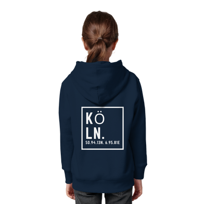Köln Koordinaten (großer Druck auf dem Rücken) - Kids Organic Hoodie