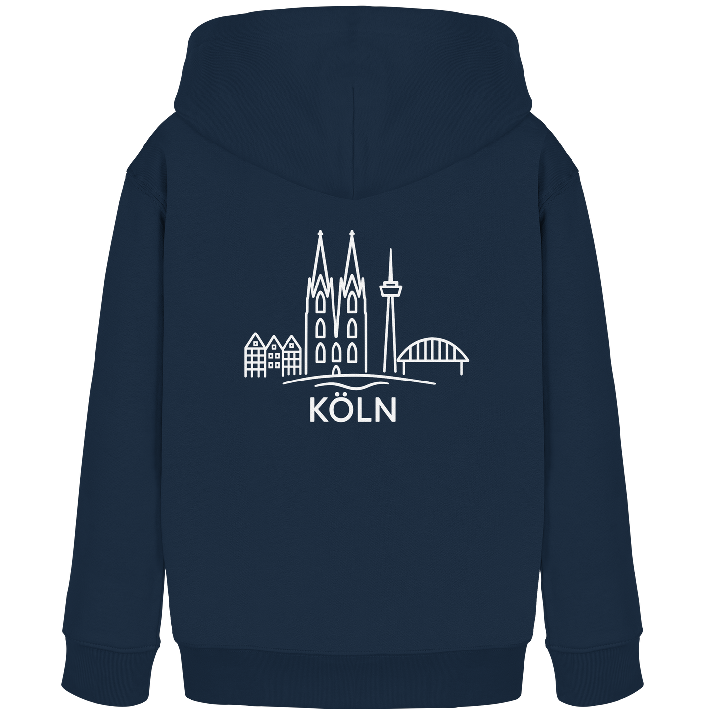 Köln Skyline (großer Druck auf dem Rücken) - Kids Organic Hoodie
