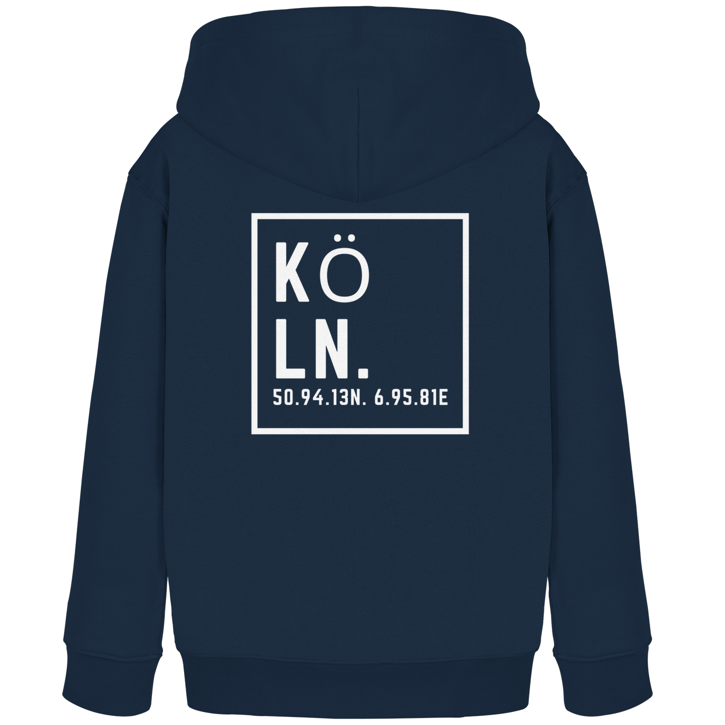 Köln Koordinaten (großer Druck auf dem Rücken) - Kids Organic Hoodie