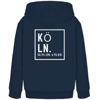 Köln Koordinaten (großer Druck auf dem Rücken) - Kids Organic Hoodie