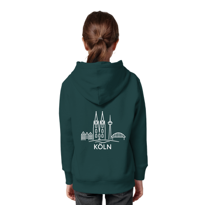 Köln Skyline (großer Druck auf dem Rücken) - Kids Organic Hoodie