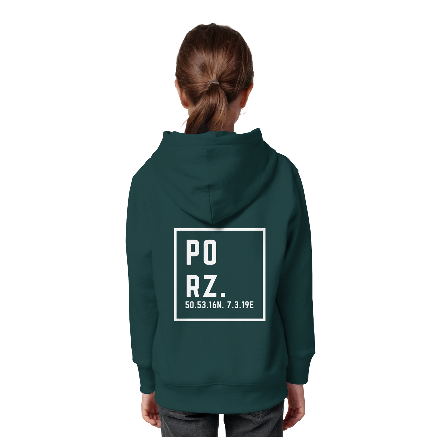 Porz Koordinaten (großer Druck Rücken) - Kids Organic Hoodie