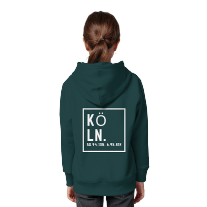 Köln Koordinaten (großer Druck auf dem Rücken) - Kids Organic Hoodie