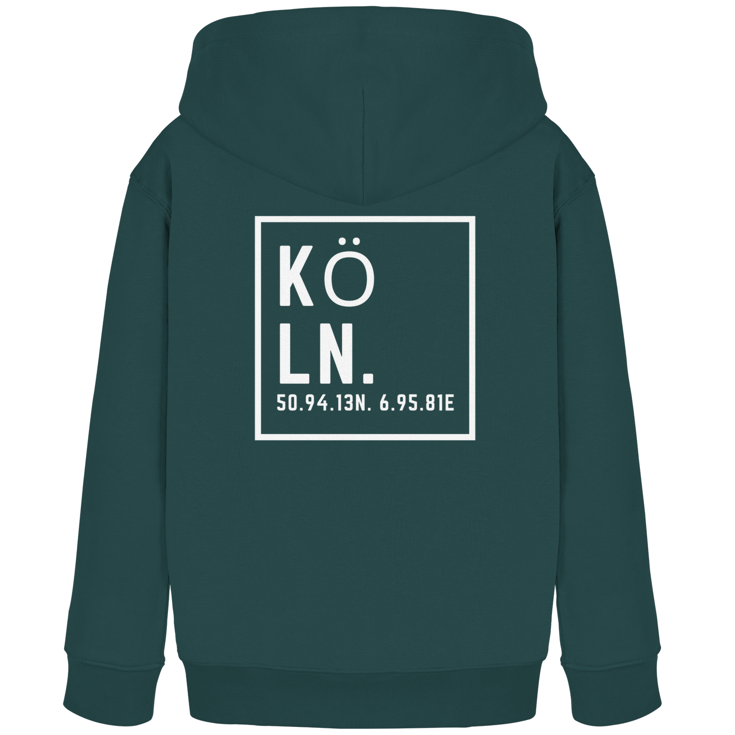 Köln Koordinaten (großer Druck auf dem Rücken) - Kids Organic Hoodie
