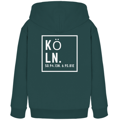 Köln Koordinaten (großer Druck auf dem Rücken) - Kids Organic Hoodie