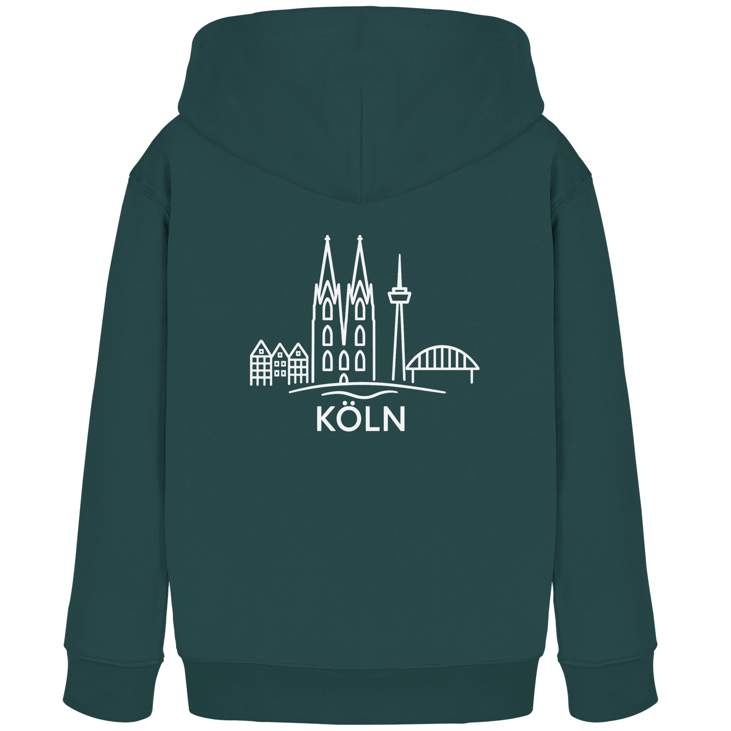 Köln Skyline (großer Druck auf dem Rücken) - Kids Organic Hoodie