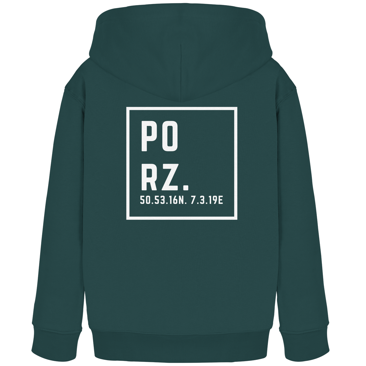Porz Koordinaten (großer Druck Rücken) - Kids Organic Hoodie