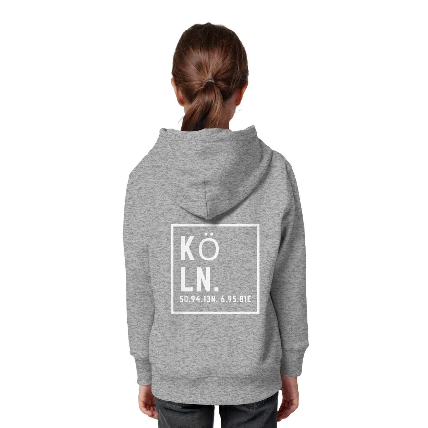 Köln Koordinaten (großer Druck auf dem Rücken) - Kids Organic Hoodie