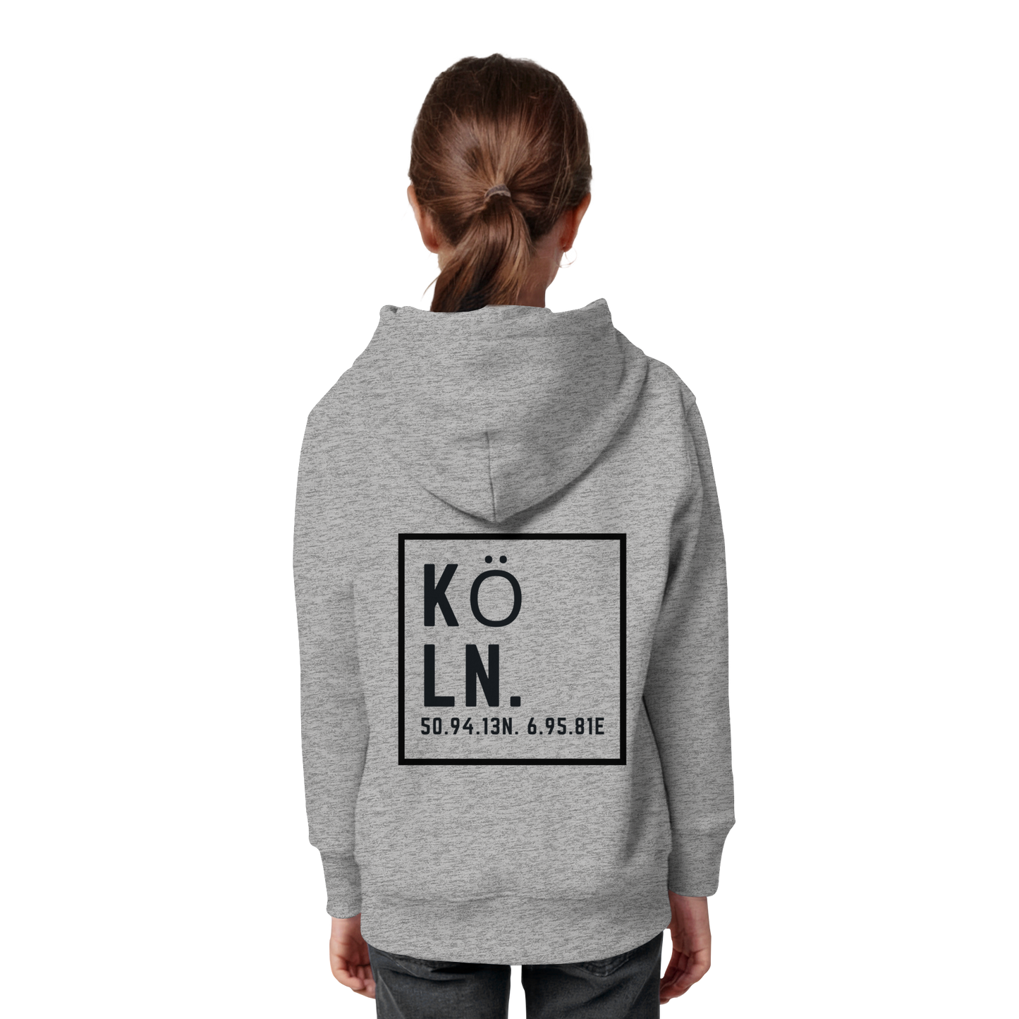 Köln Koordinaten (großer Druck auf dem Rücken) - Kids Organic Hoodie