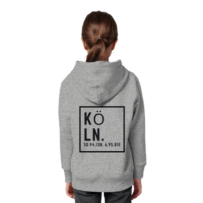 Köln Koordinaten (großer Druck auf dem Rücken) - Kids Organic Hoodie