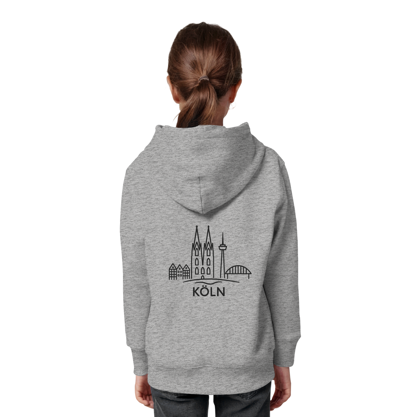 Köln Skyline (großer Druck auf dem Rücken) - Kids Organic Hoodie