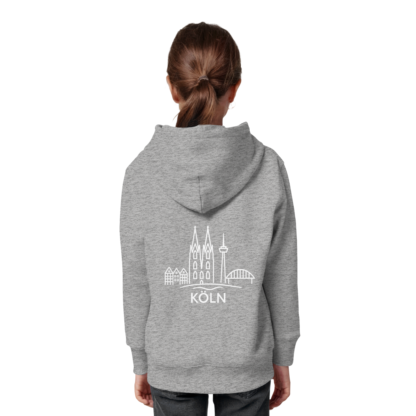 Köln Skyline (großer Druck auf dem Rücken) - Kids Organic Hoodie