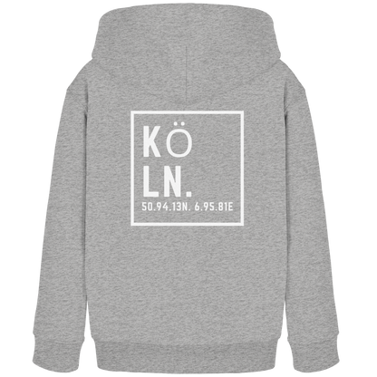 Köln Koordinaten (großer Druck auf dem Rücken) - Kids Organic Hoodie