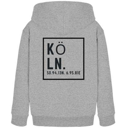 Köln Koordinaten (großer Druck auf dem Rücken) - Kids Organic Hoodie