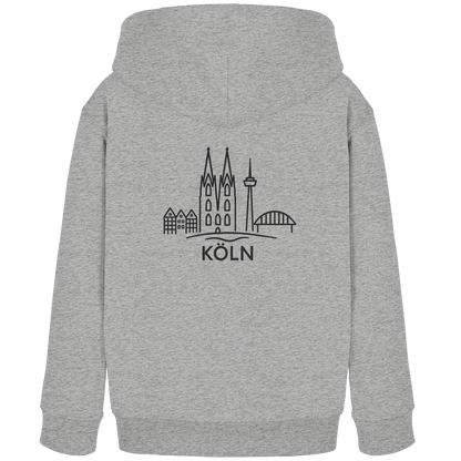 Köln Skyline (großer Druck auf dem Rücken) - Kids Organic Hoodie
