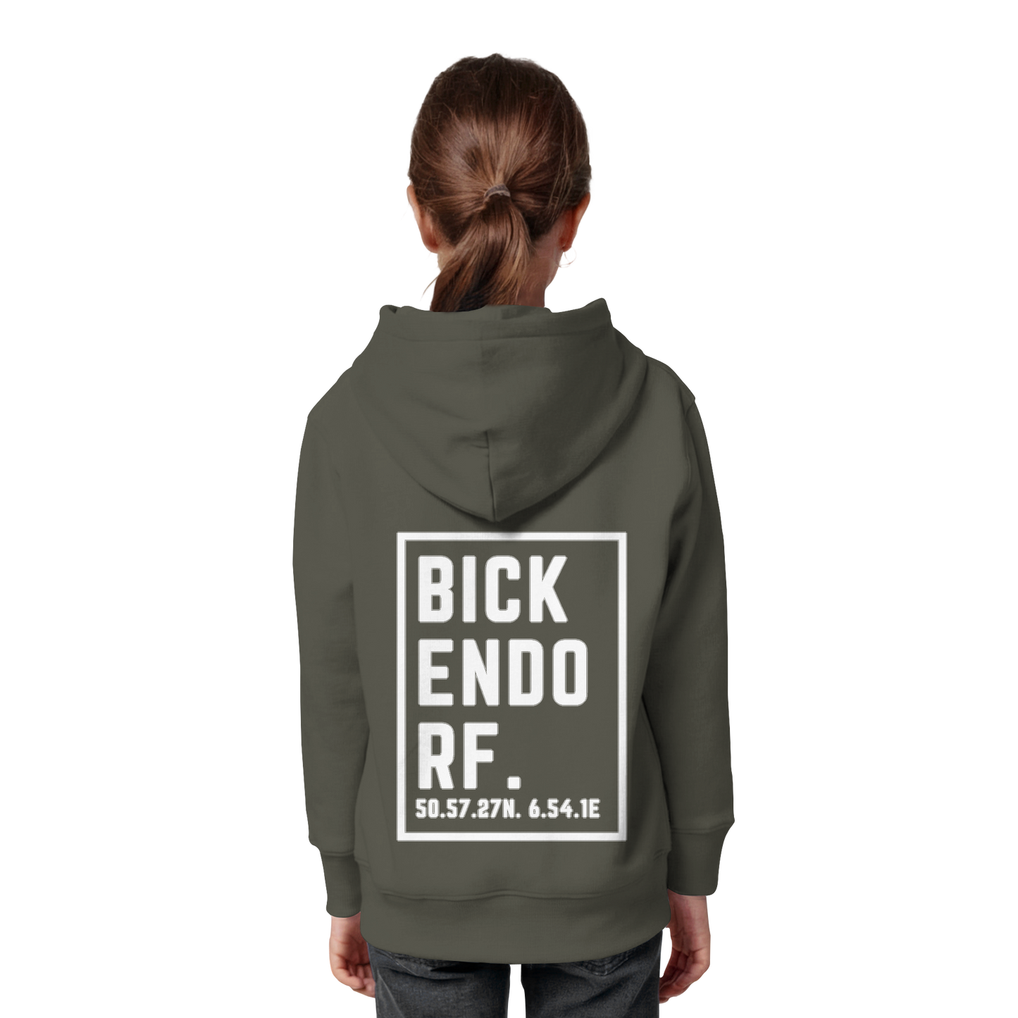 Bickendorf Koordinaten (großer Druck auf dem Rücken) - Kids Organic Hoodie