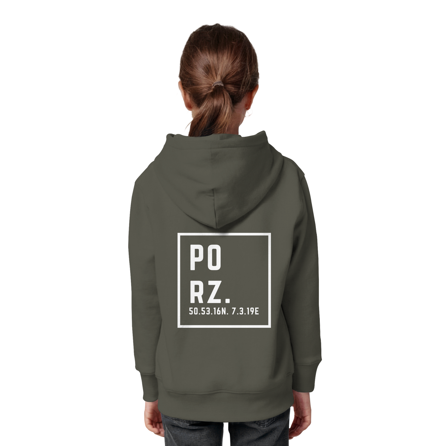 Porz Koordinaten (großer Druck Rücken) - Kids Organic Hoodie