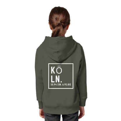 Köln Koordinaten (großer Druck auf dem Rücken) - Kids Organic Hoodie