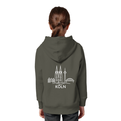Köln Skyline (großer Druck auf dem Rücken) - Kids Organic Hoodie