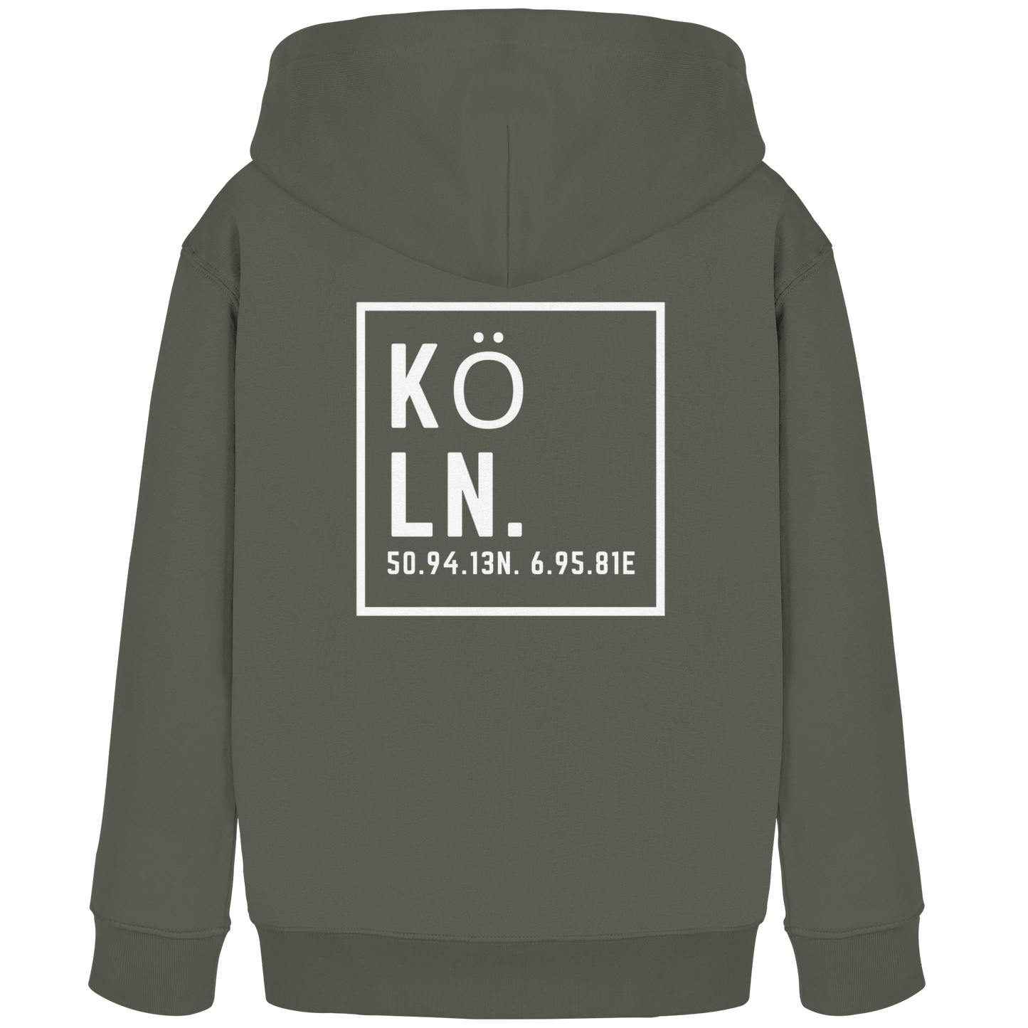 Köln Koordinaten (großer Druck auf dem Rücken) - Kids Organic Hoodie