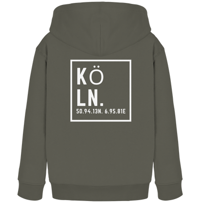 Köln Koordinaten (großer Druck auf dem Rücken) - Kids Organic Hoodie