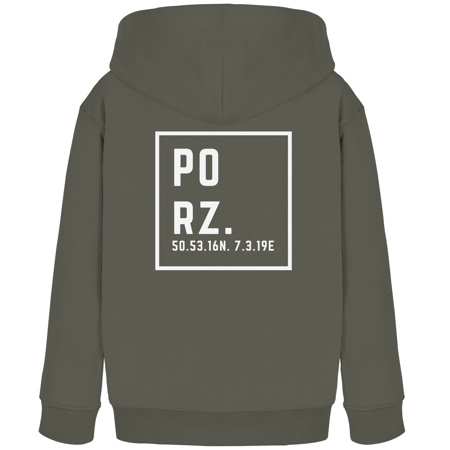 Porz Koordinaten (großer Druck Rücken) - Kids Organic Hoodie