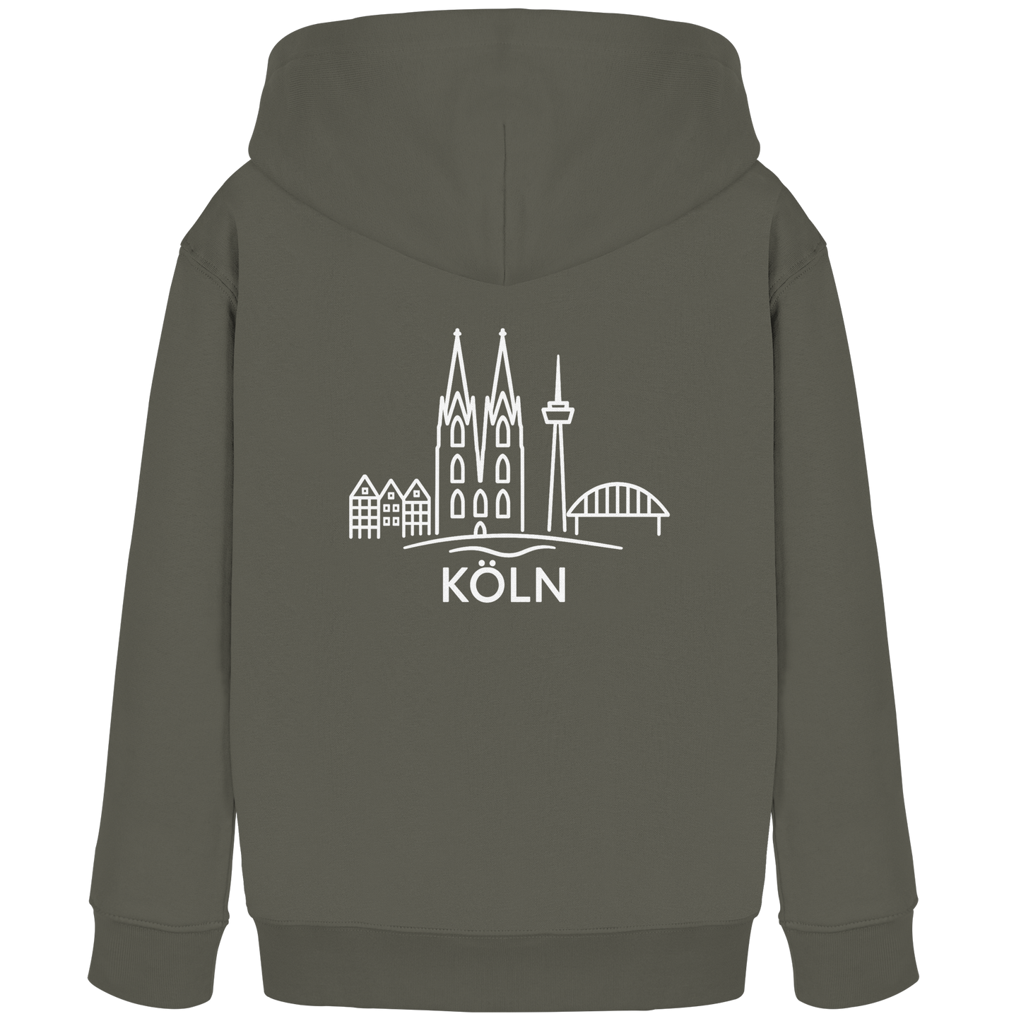 Köln Skyline (großer Druck auf dem Rücken) - Kids Organic Hoodie