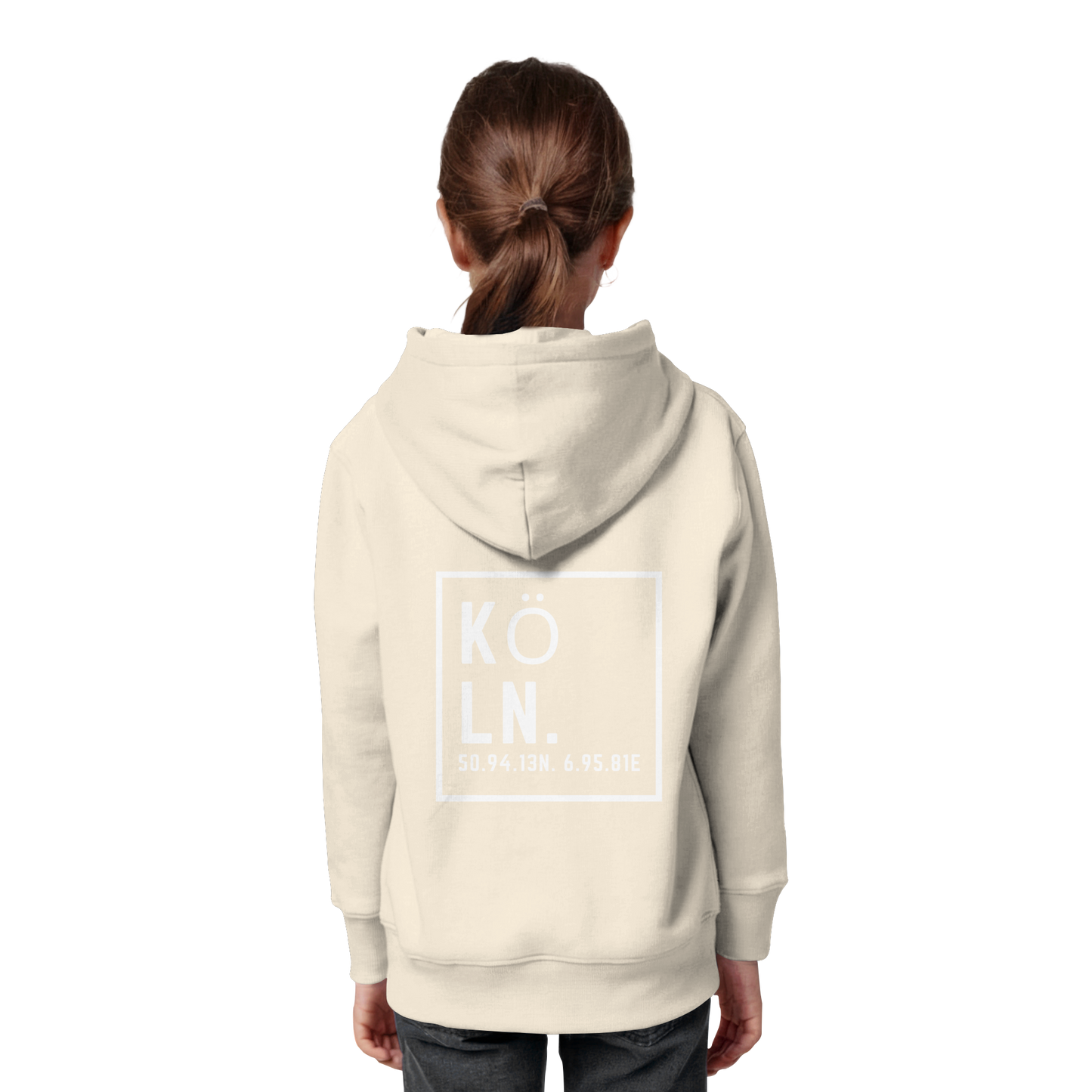 Köln Koordinaten (großer Druck auf dem Rücken) - Kids Organic Hoodie