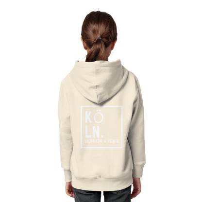 Köln Koordinaten (großer Druck auf dem Rücken) - Kids Organic Hoodie