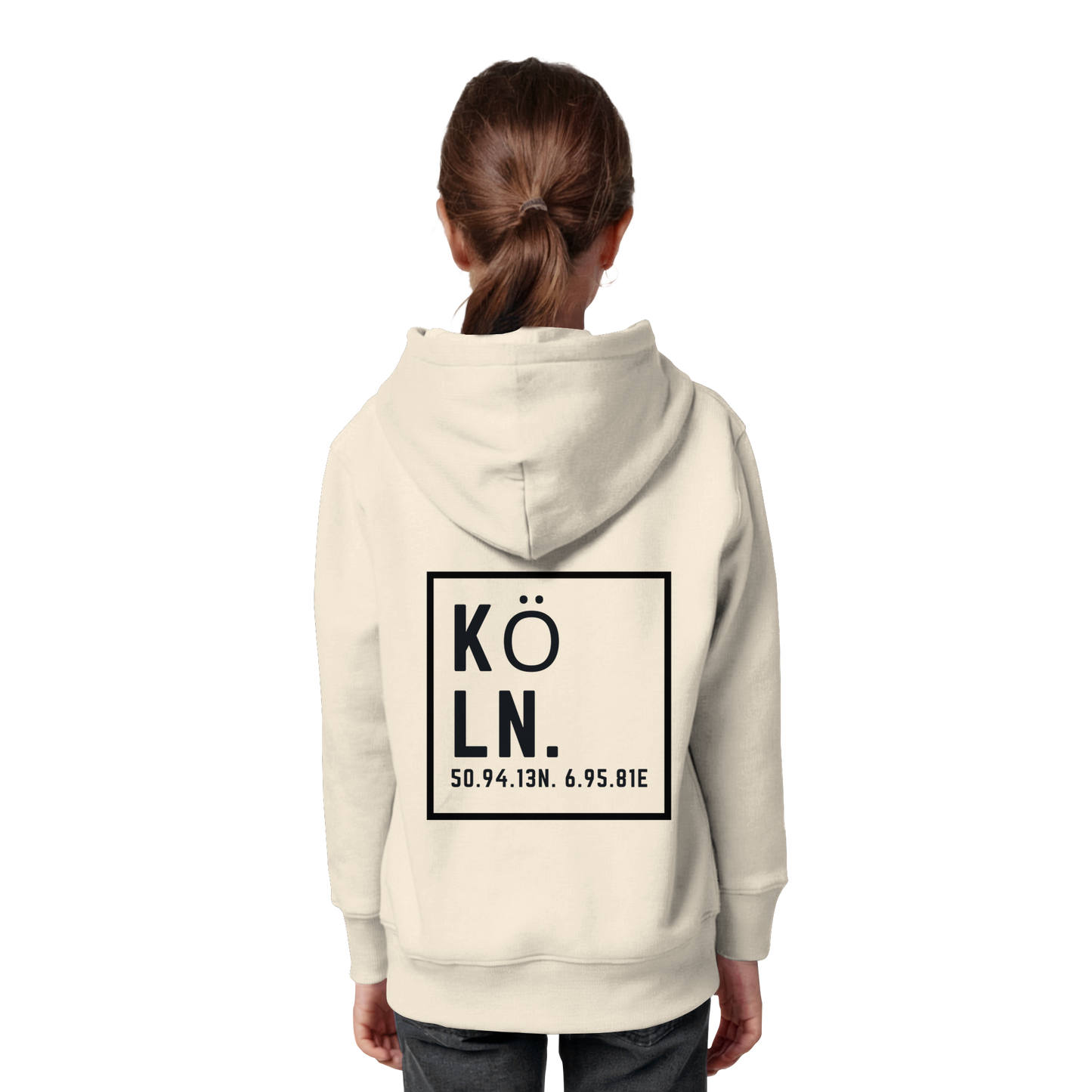 Köln Koordinaten (großer Druck auf dem Rücken) - Kids Organic Hoodie