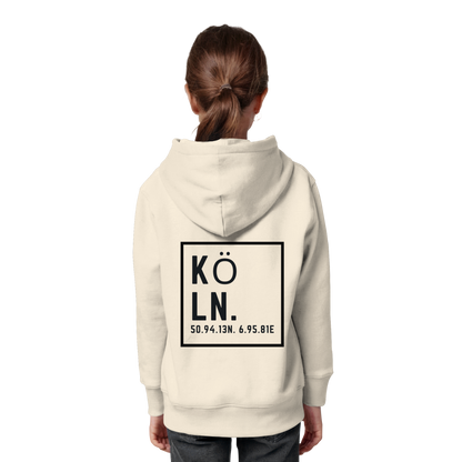 Köln Koordinaten (großer Druck auf dem Rücken) - Kids Organic Hoodie