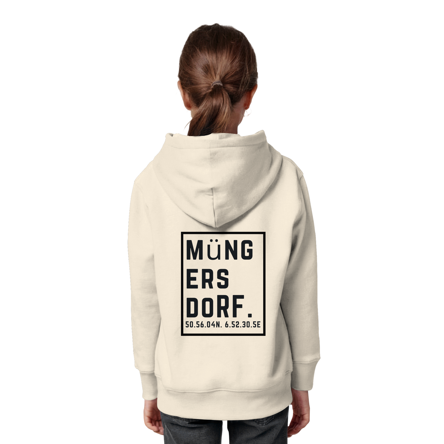 Müngersdorf Koordinaten (großer Druck auf dem Rücken) - Kids Organic Hoodie