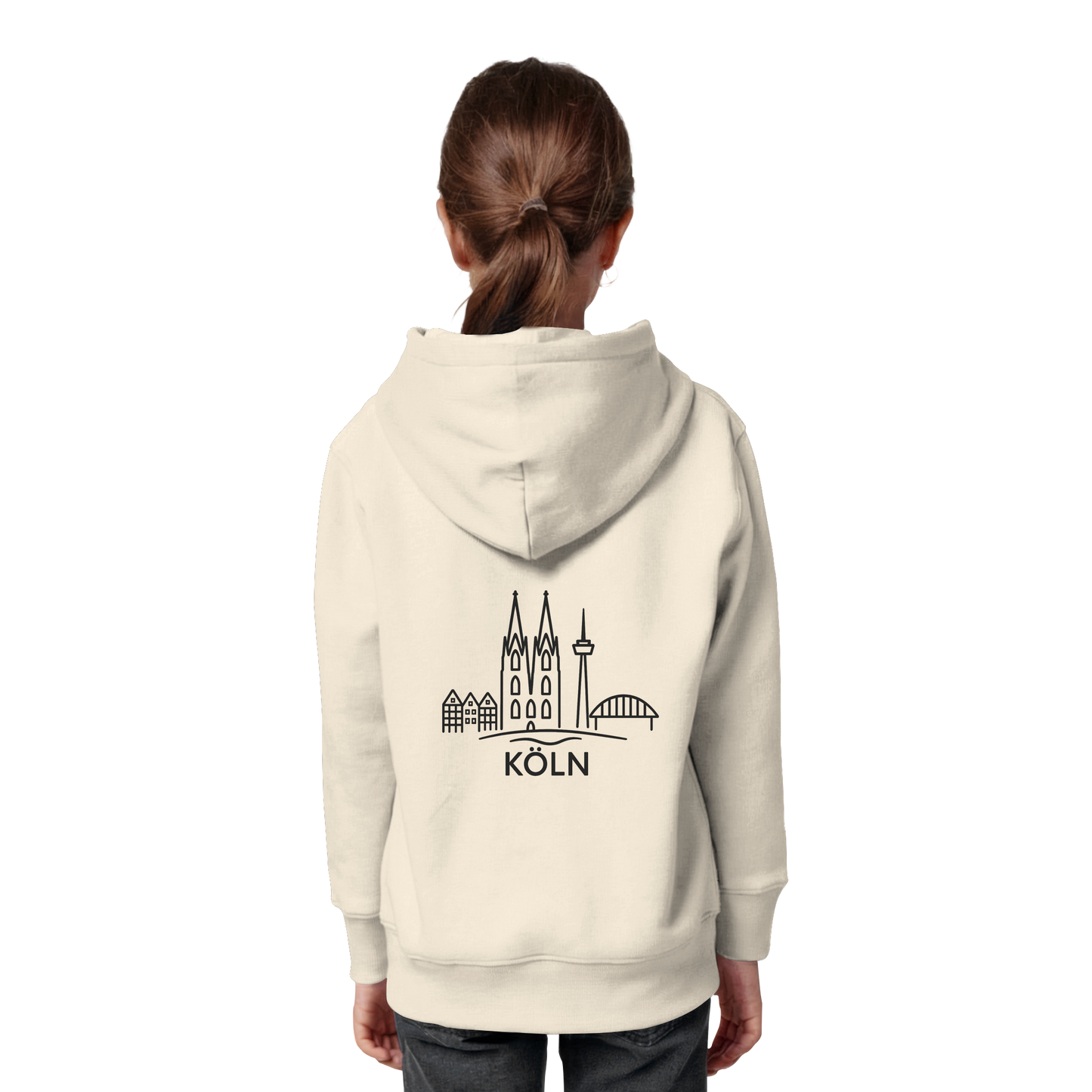 Köln Skyline (großer Druck auf dem Rücken) - Kids Organic Hoodie