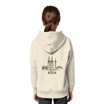 Köln Skyline (großer Druck auf dem Rücken) - Kids Organic Hoodie