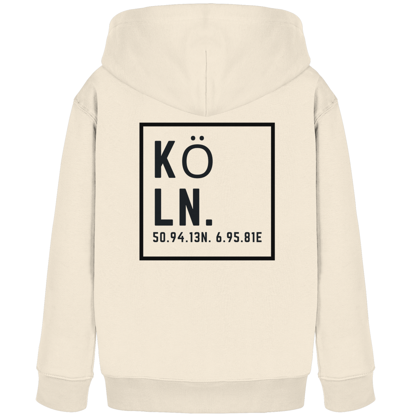 Köln Koordinaten (großer Druck auf dem Rücken) - Kids Organic Hoodie