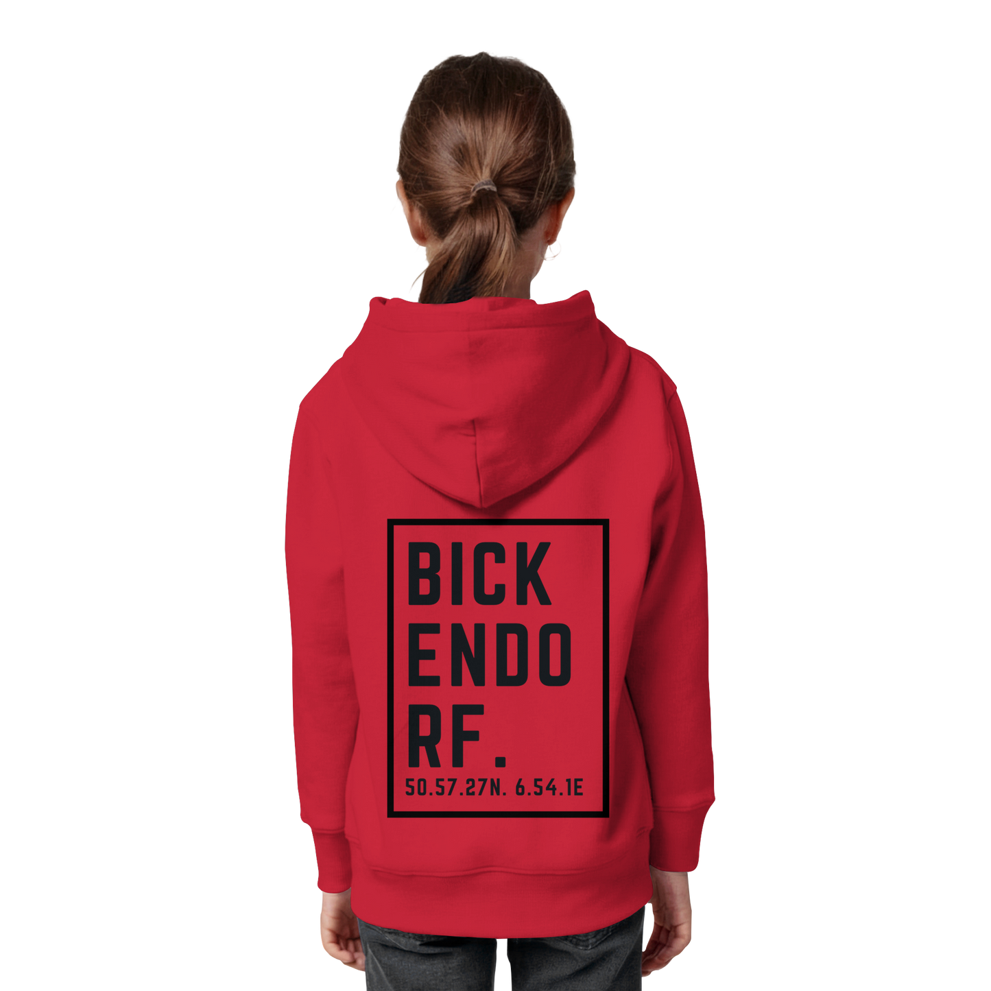 Bickendorf Koordinaten (großer Druck auf dem Rücken) - Kids Organic Hoodie